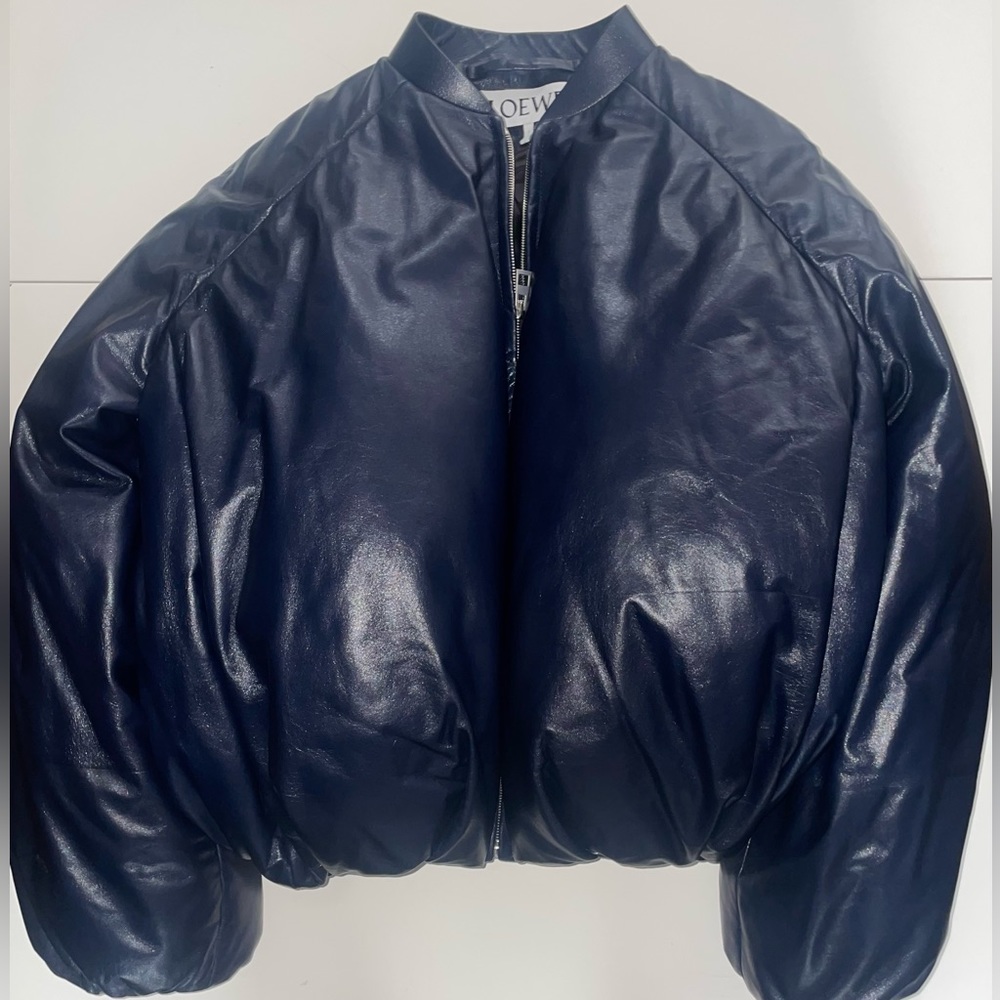 Quilted leather bomber jacket